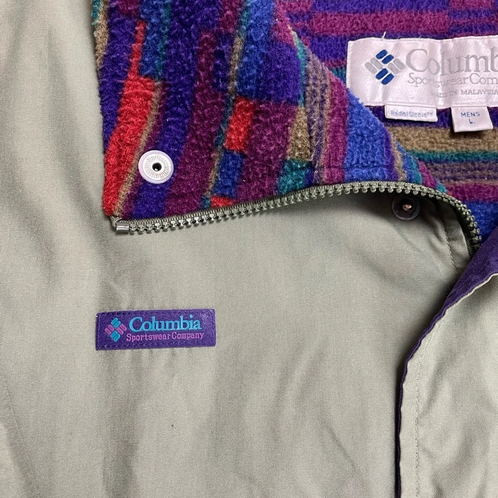 Vintage Columbia Fleece Lined Full Zip Up snap button Jacket - Picture 9 of 12